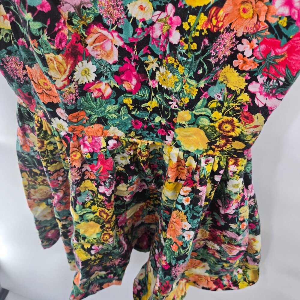 Zara Basic Black Floral Butterfly Fit and Flare Sleeveless Mini Dress Size Small - Picture 11 of 13